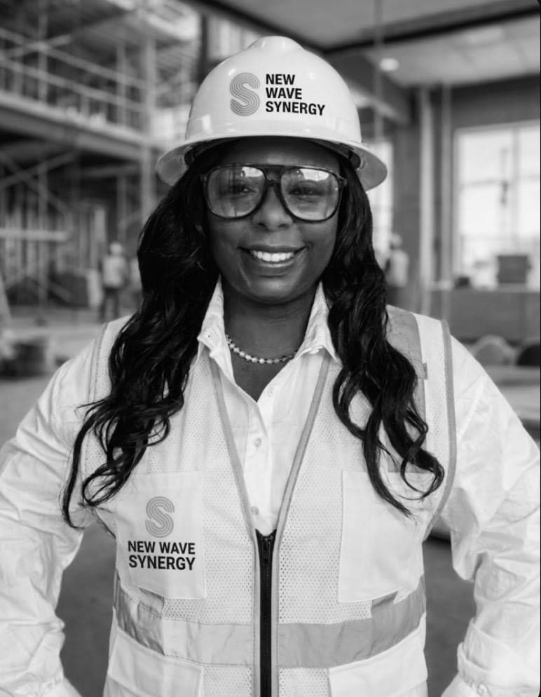 Naomi Mabvurira, Managing Director of New Wave Synergy, on-site in New Wave Synergy branded PPE